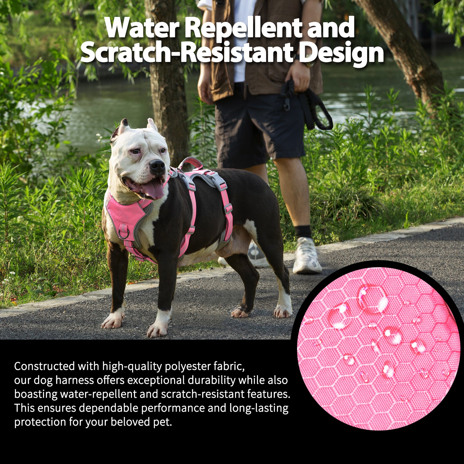 Escape Proof Dog Harness and Water-Repellent Dog Harness (Pink)