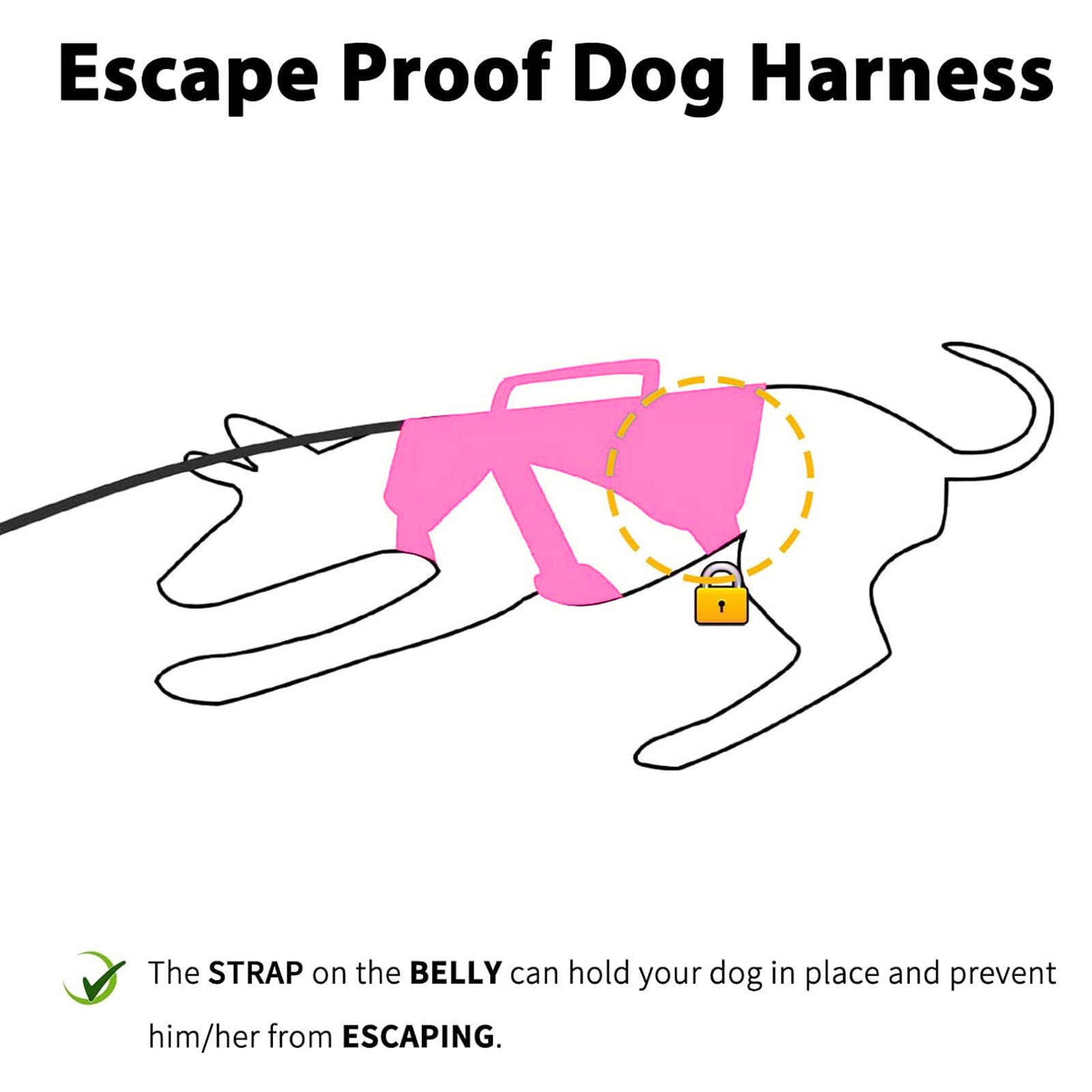 Escape Proof Dog Harness (Rose red)