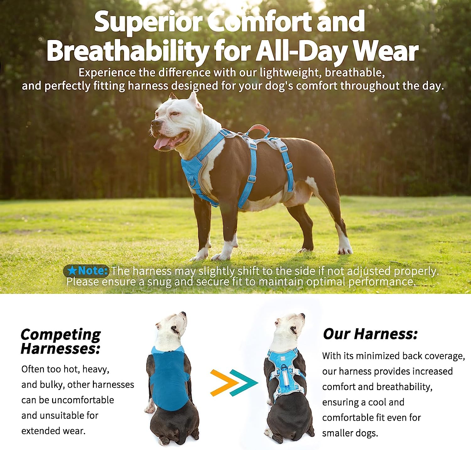 Escape Proof Dog Harness and Water-Repellent Dog Harness (Blue)
