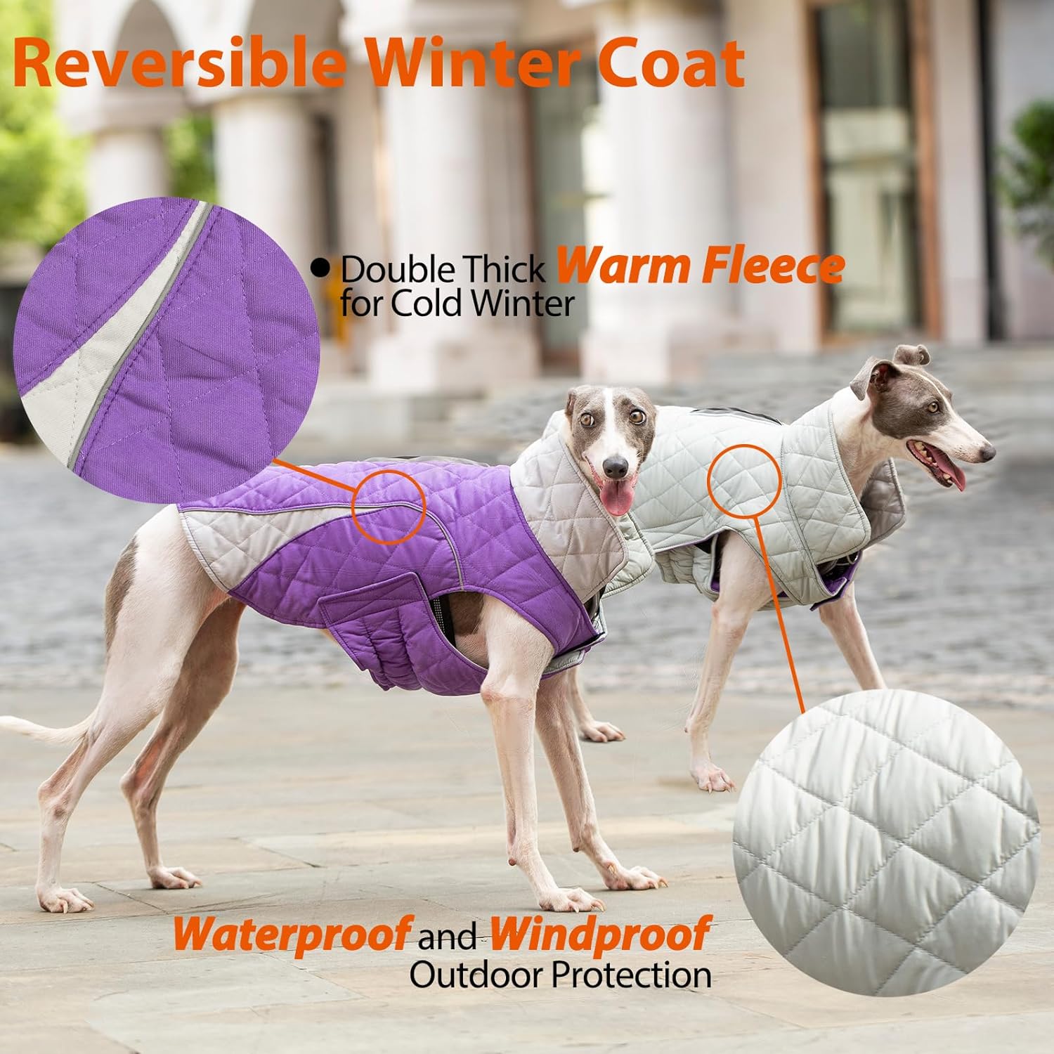 Huntboo-dog-purple-coat-waterproof-windproof-double-thick-warm-fleece-outside-protection